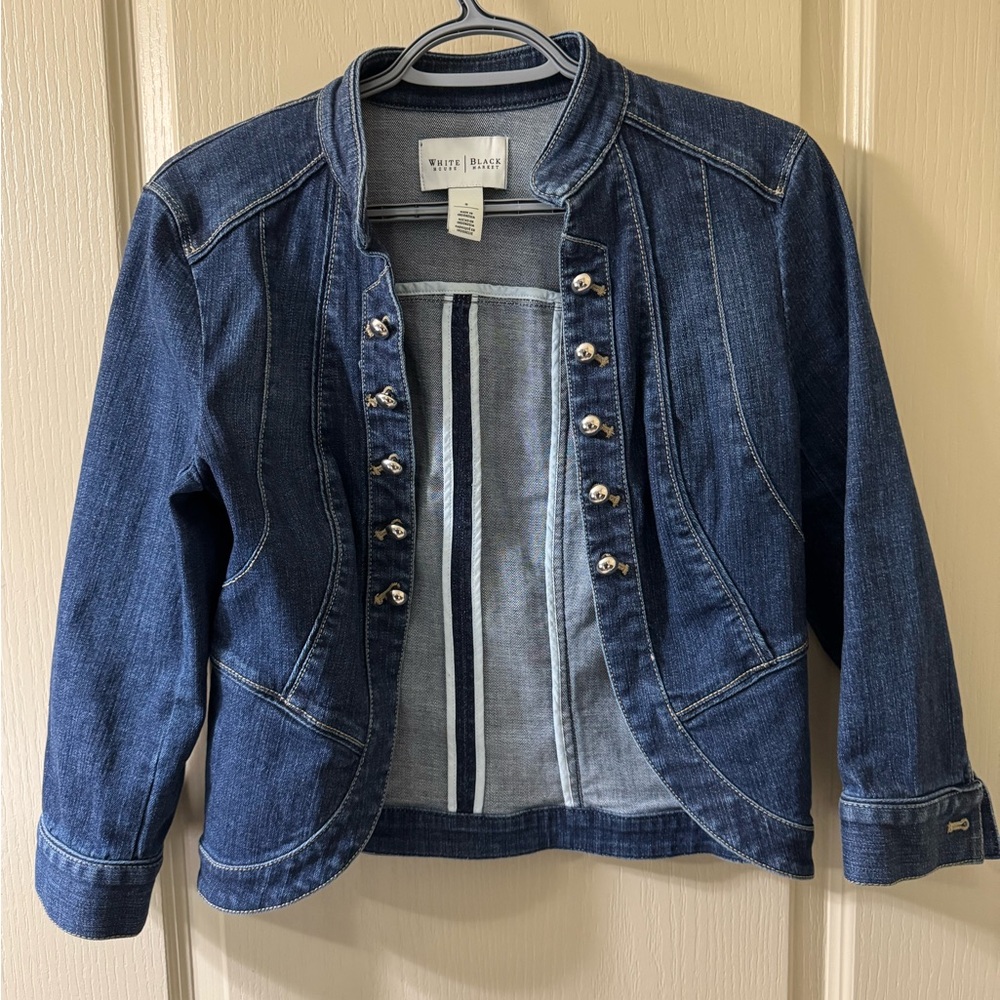 White House Black Market Navy Denim Jacket